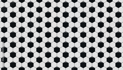 Seamless black and white hexagon Soccer ball tile pattern