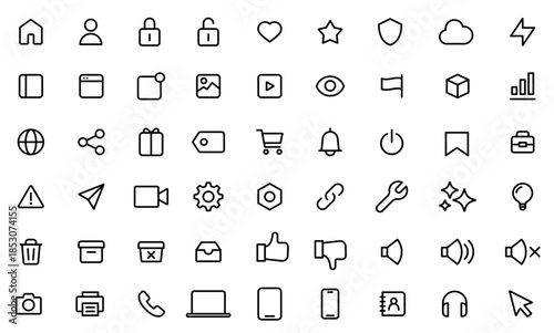 マイページ、UI、ユーザーインターフェイスの編集可能なラインアイコン