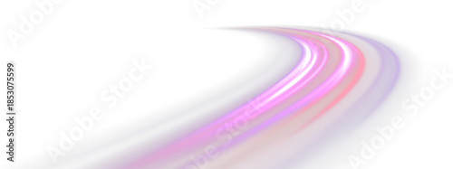 Abstract purple light streak on dark background. Futuristic glowing motion effect.