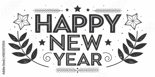 Happy New Year celebration with elegant floral and star designs