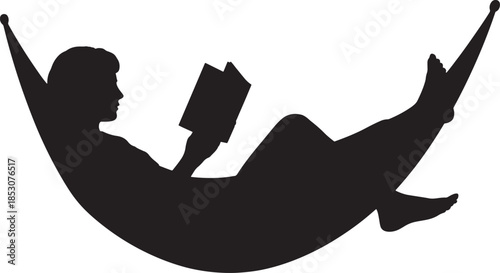 Woman relaxing in hammock with book