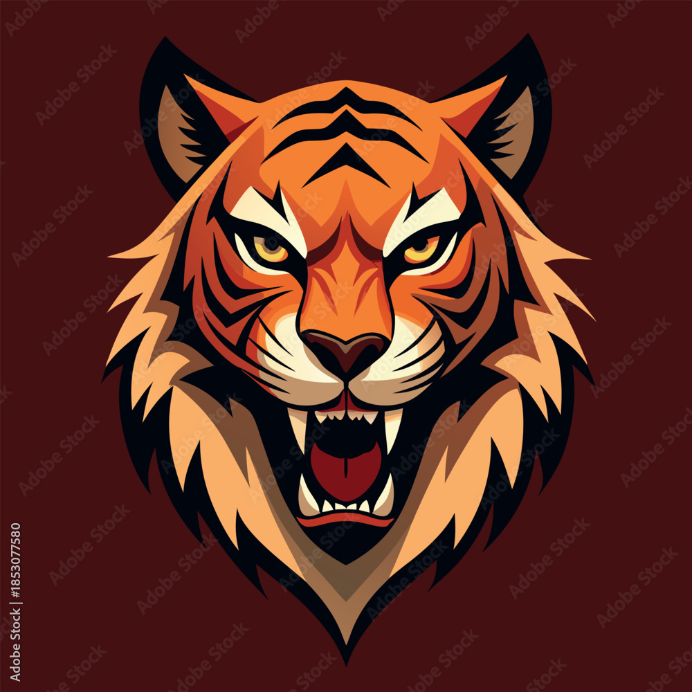 Obraz premium A detailed-roaring-tiger-head-with-sharp-fangs 