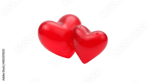 Two Red 3D Heart Shapes Isolated