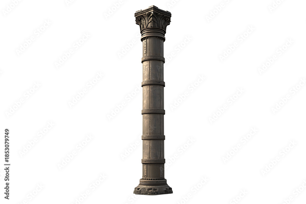 Naklejka premium Ancient Roman Column with Classic Design on Transparent Background