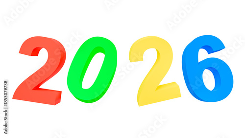 Premium colorful 3D render of the number 2026 with soft gradients, isolated on transparent background, ideal for elegant New Year designs, branding and modern marketing visuals.