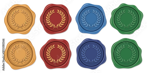 Colorful Wax Seals with Laurel Wreath Designs Collection