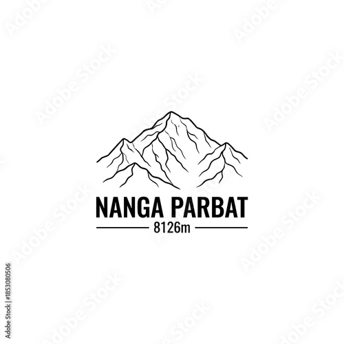 Outline of Nanga Parbat mountain at 8126 meters elevation  