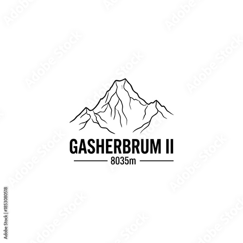 Outline of Gasherbrum II mountain peak at 8035 meters elevation  