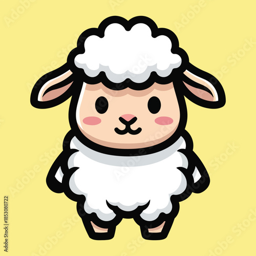 Cute Cartoon Sheep Lamb Mascot Vector Illustration