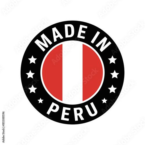 Peruvian Made in Peru Label with National Flag Design