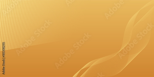 Abstract geometric shape golden background with smooth gradient and wavy line