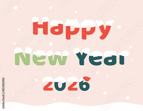Happy new year typographic banner on light background