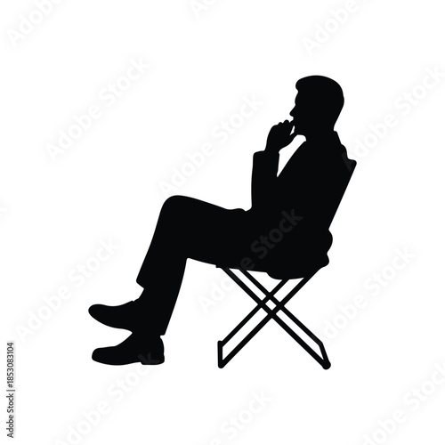 Man Sitting and Thinking Silhouette