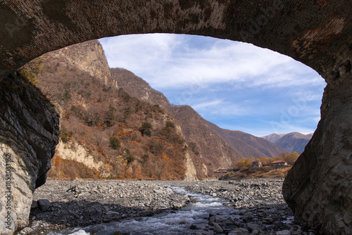 Old Ulu Bridge in Gakh. Azerbaijan.