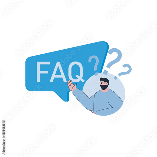 Male question and answer with question mark