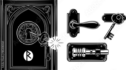 Mystic Crystal Ornament Icon Vector Set