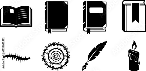 Mystic Crystal Ornament Icon Vector Set