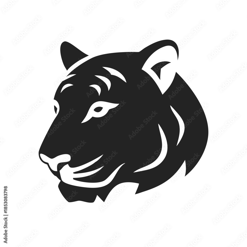 Obraz premium Tiger head icon silhouette front view. Vector logo tiger head Illustration isolated on white background