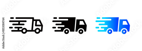 Fast delivery truck, delivery and transportation icon