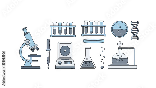 Medical Laboratory Equipment Illustration Showing Clinical Research Tools