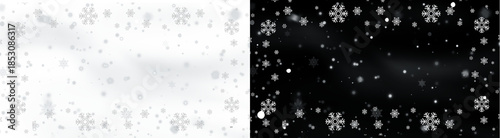 PNG image of Falling white snowflakes and bokeh lights create a beautiful seasonal winter holiday frame on transparent background