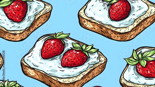 Delicious strawberry toast recipe kitchen food art bright creative fun