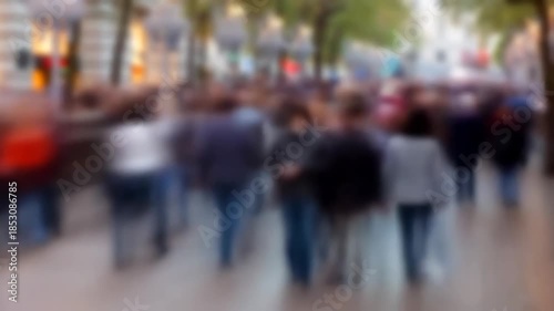 Wallpaper Mural Blurry crowd of people walking in a busy urban street. Represents the hustle and bustle of city life and social interaction in public spaces Torontodigital.ca