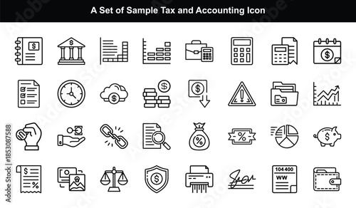 Tax and Accounting Icons Set finance money