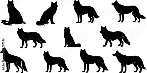Dog and cat silhouettes vector collection of black animal icons