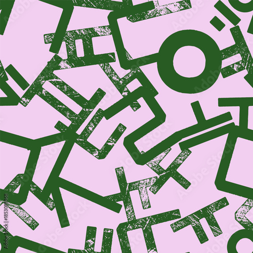 Korean Hangul letters seamless vector pattern for textile and fashion design