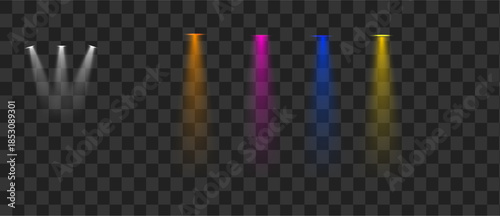 PNG Screen spot light decoration vector set place lights decorations ligts yellow orage pink blue spot light 