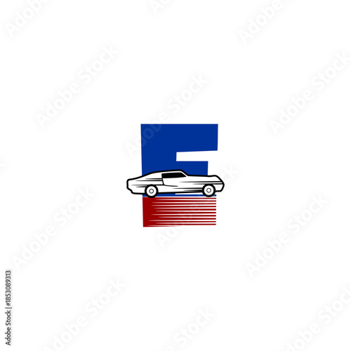 Speed racing car with letter ...