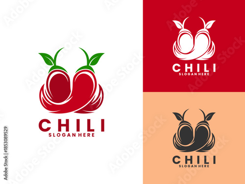 Hot red chili logo design vector template, chili farm logo design vector