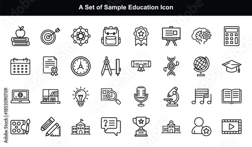 Set of Education Icons for Learning and Knowledge school