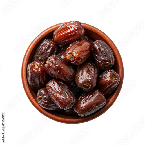Premium Dark Dates in a Wooden Bowl - Close-Up Photography