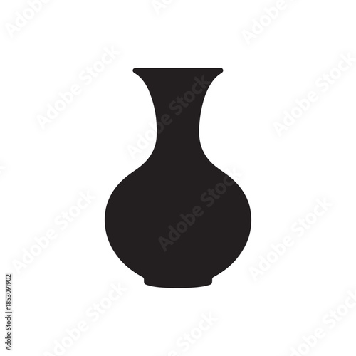 Black Ceramic vase silhouette icon vector flat design on white background

