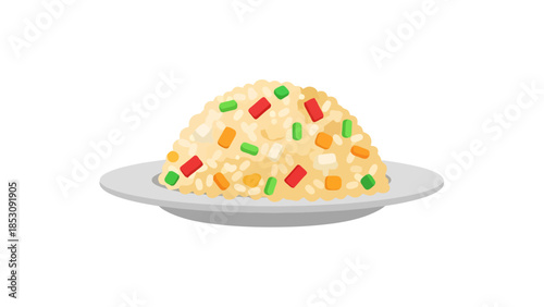 Fluffy Cooked Rice Dish with Colorful Vegetable Diced Pieces