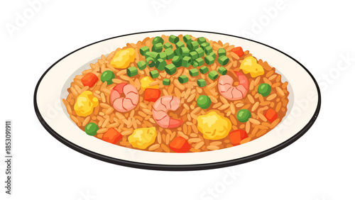 Delicious Shrimp Fried Rice Dish on a Plate