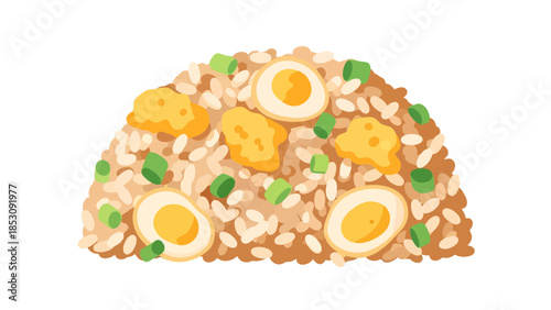 Delicious Fried Rice Dish with Hard Boiled Eggs and Green Onions