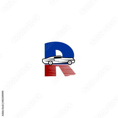 Speed racing car with letter ...