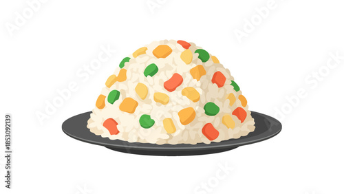 Heaped Portion of Fruity Rice Dessert on Plate