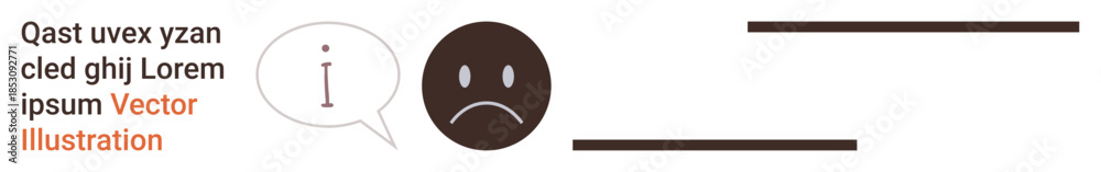 Fototapeta premium Communication, information sharing, emotions, feedback, messaging, expression. Speech bubble with an information icon next to a sad emotion. Communication and emotions concept