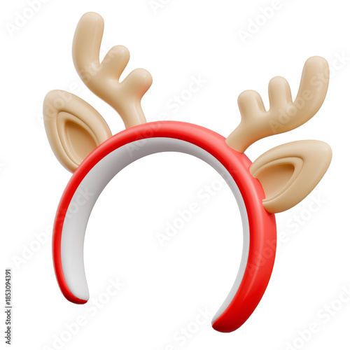 Reindeer antler headband with ears for christmas costume 3d render