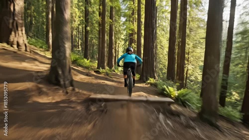 Wallpaper Mural Person riding mountain bike on forest trail Torontodigital.ca