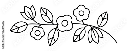 A minimalistic black and white outline of a floral garland, perfect for a subtle and elegant design.