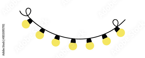 A colorful vector illustration of a string of yellow light bulbs, symbolizing festive atmosphere and joyful celebrations.