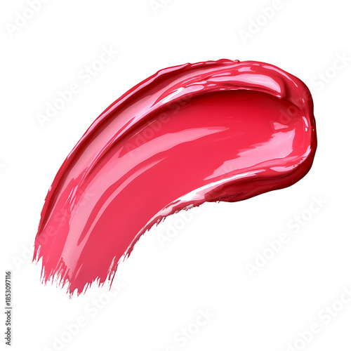 Glossy Pink Paint Brushstroke isolated on transparent background 