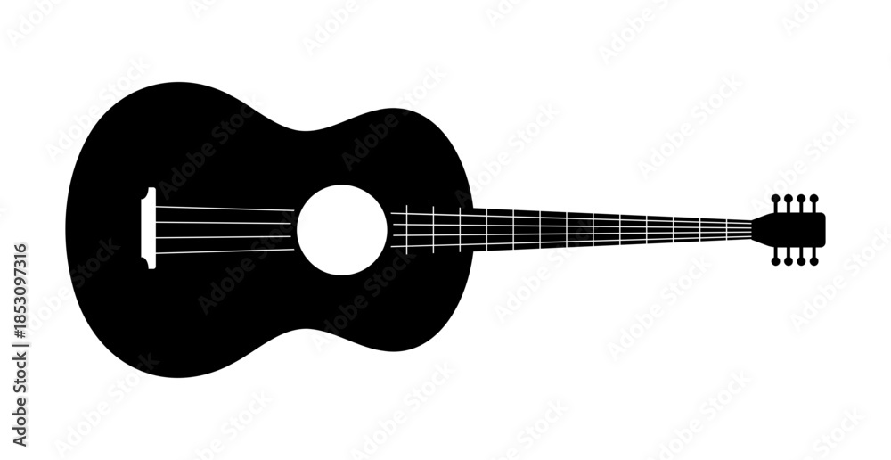 Obraz premium Acoustic Guitar Icon Isolated on White Background. Musical Instrument Symbol. Vector Illustration