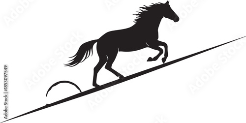 Black Running Horse Silhouette Vector Illustration – Elegant Wild Stallion Logo Design.