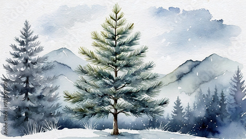 The sentinel of the heights - a frosted emerald standing firm against the indigo breath of the sleeping mountains